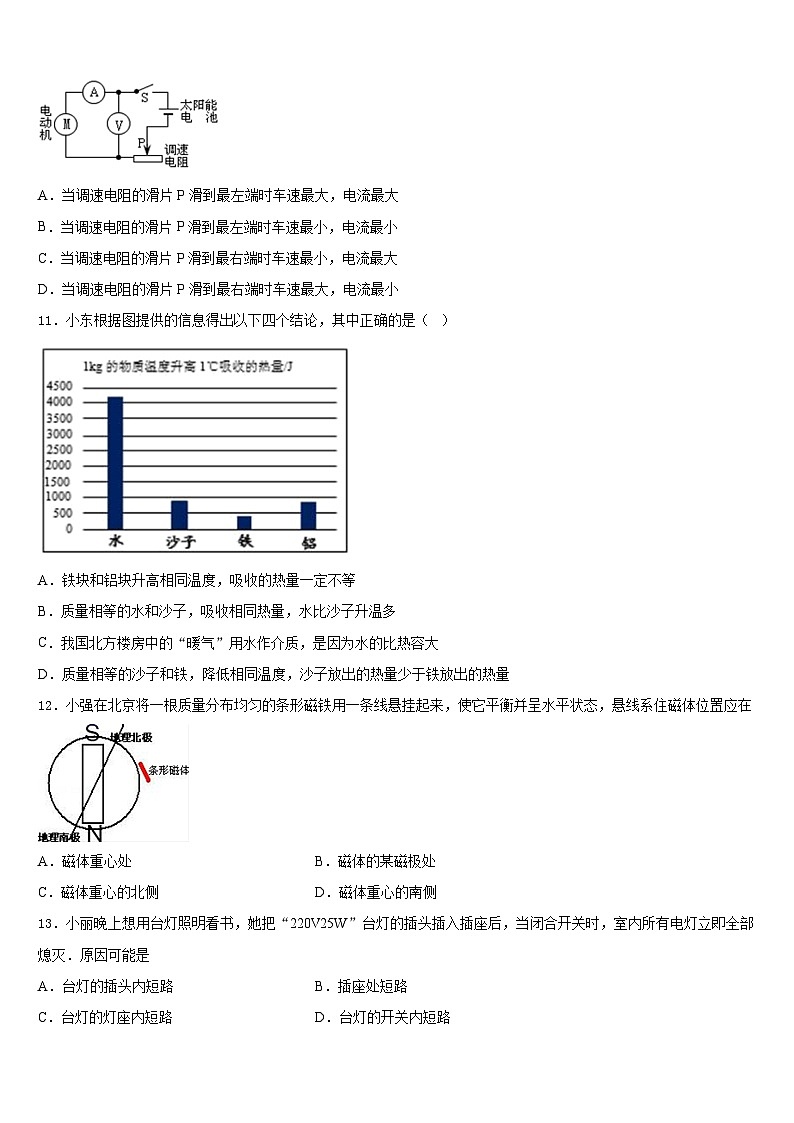 山东省郓城第一初级中学2023-2024学年物理九年级第一学期期末联考模拟试题含答案第3页