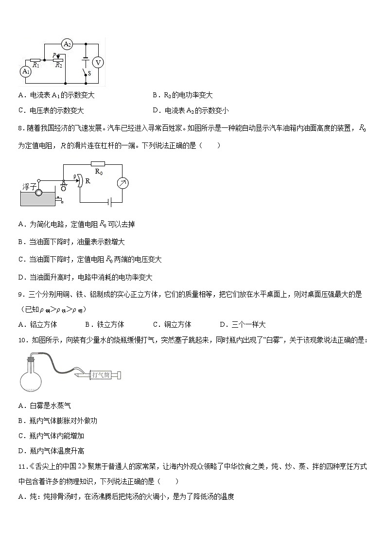 山东省青岛超银中学2023-2024学年九上物理期末质量检测试题含答案第3页