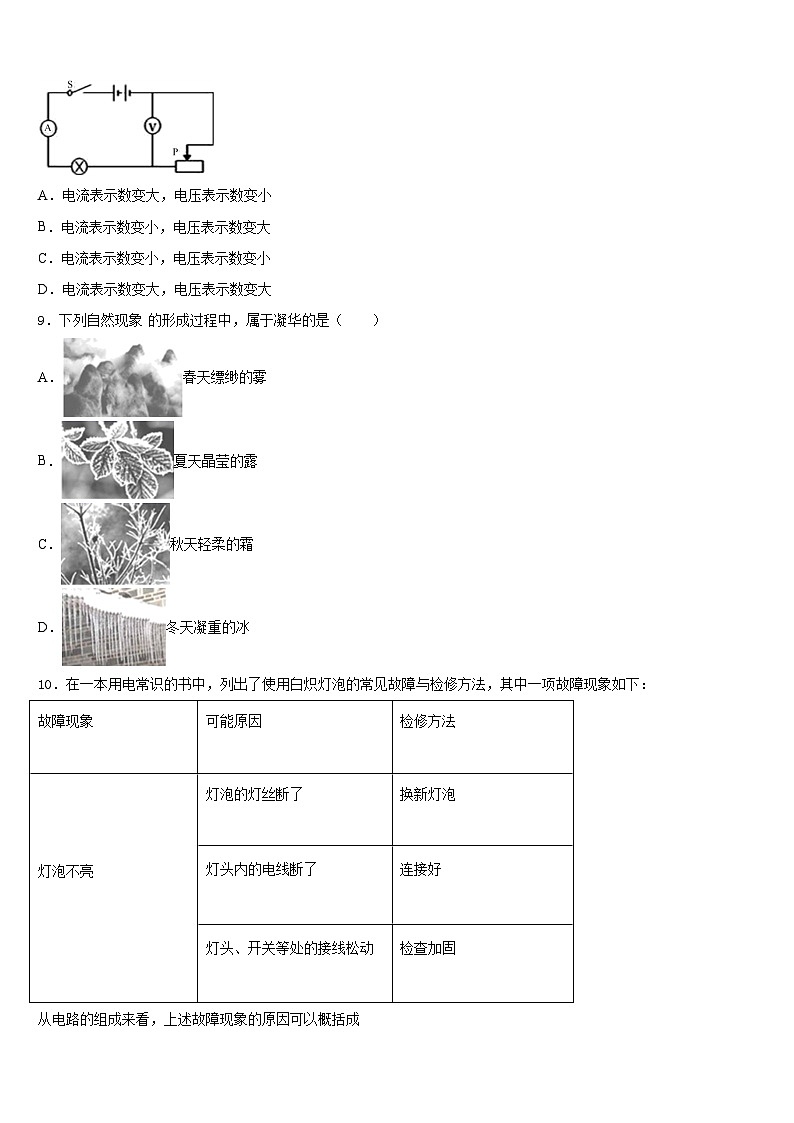 山西省晋中学市榆社县2023-2024学年物理九上期末综合测试试题含答案第3页