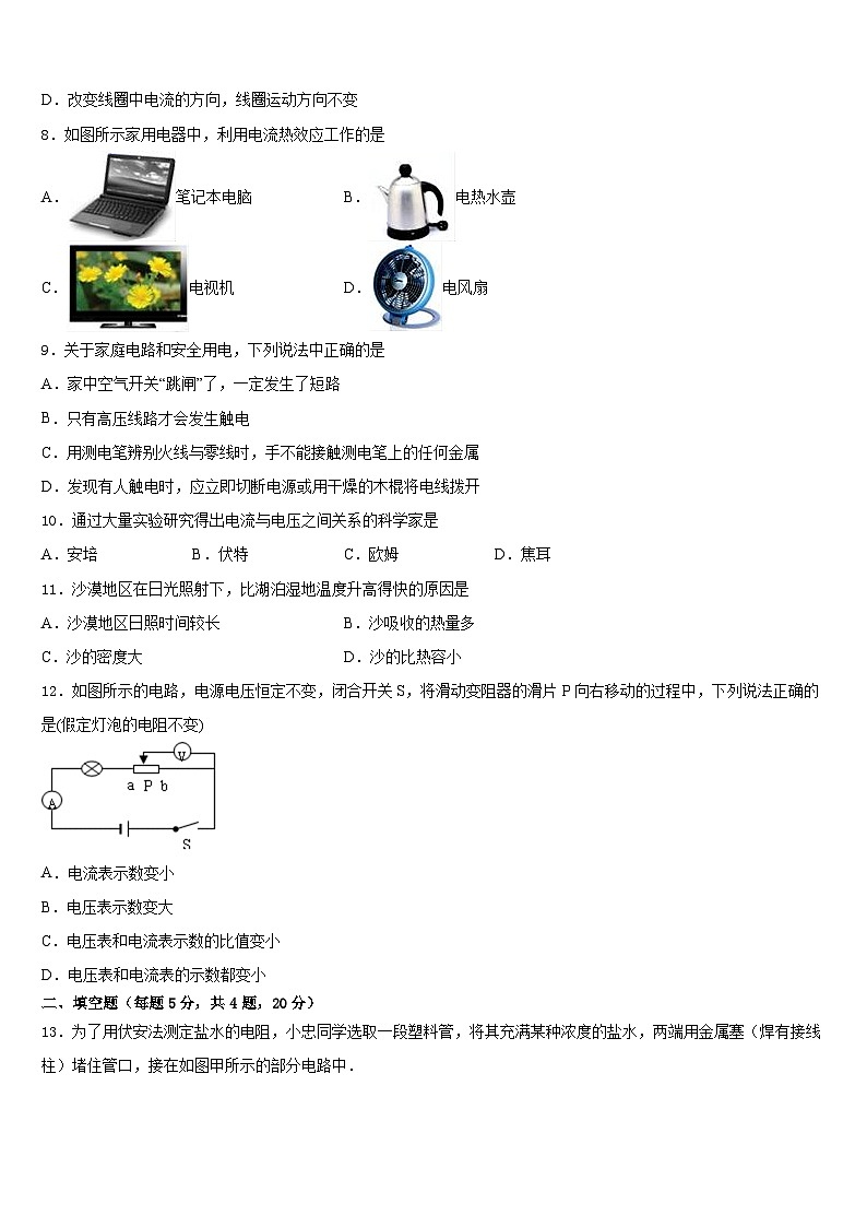 广东省东莞市虎门外国语学校2023-2024学年物理九上期末复习检测试题含答案第3页