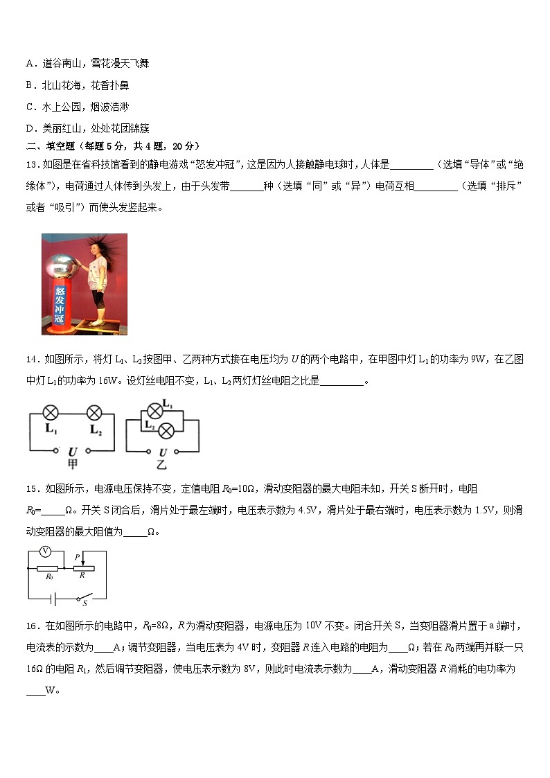 广东省东莞中学2023-2024学年物理九年级第一学期期末检测模拟试题含答案03