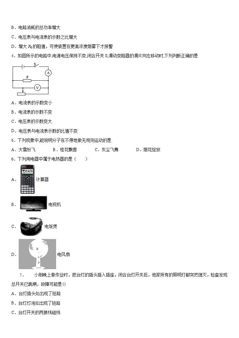 广东省中学山大附属中学2023-2024学年九上物理期末学业质量监测试题含答案第2页