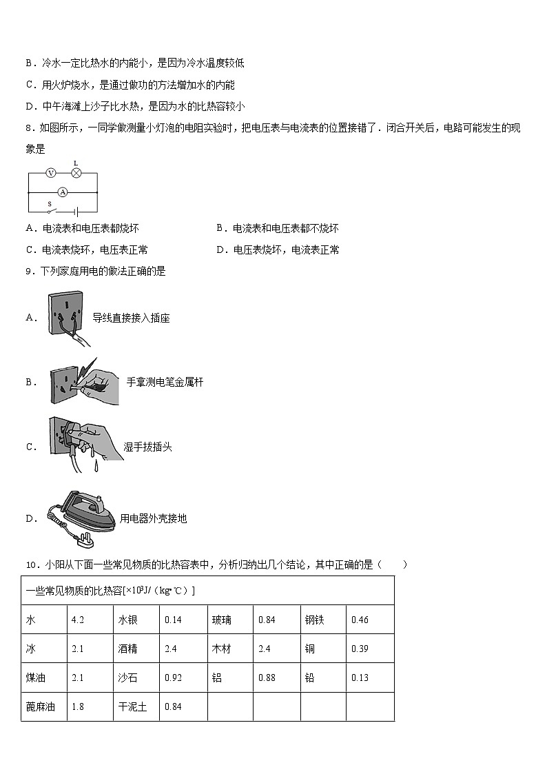 广东省江门市培英初级中学2023-2024学年九年级物理第一学期期末调研试题含答案第3页