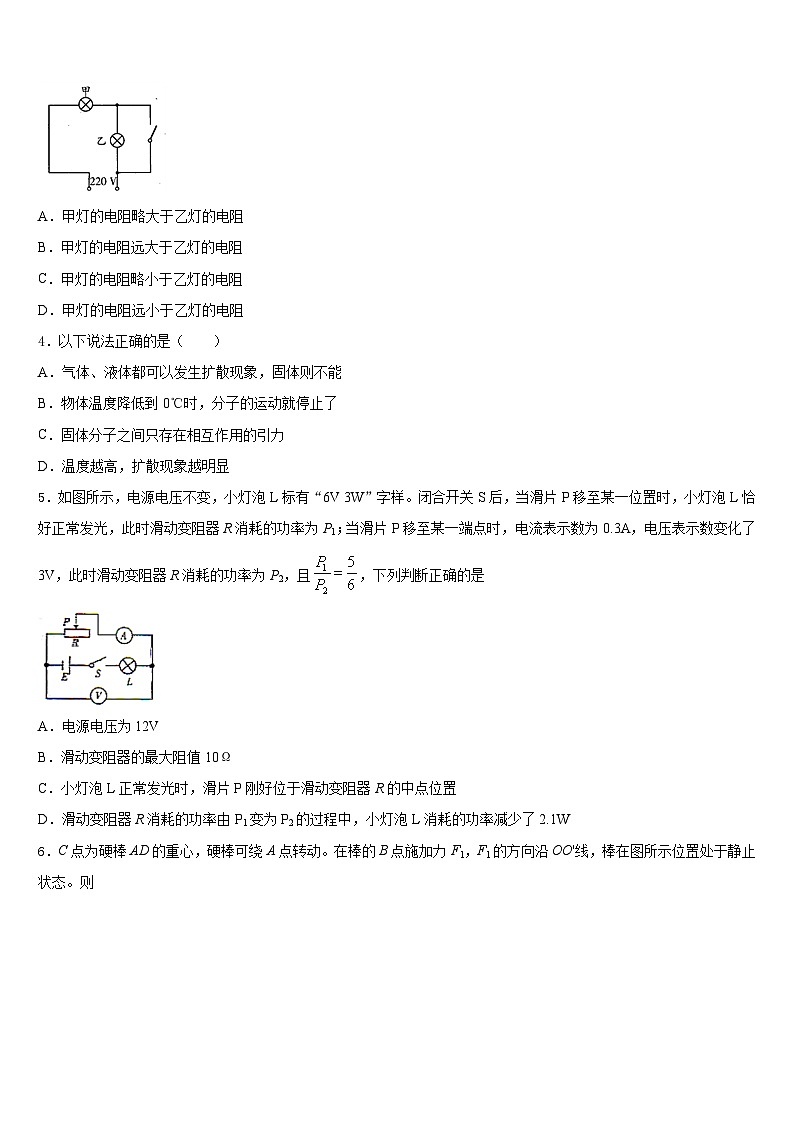 广东省汕头市东厦中学2023-2024学年物理九年级第一学期期末检测试题含答案02