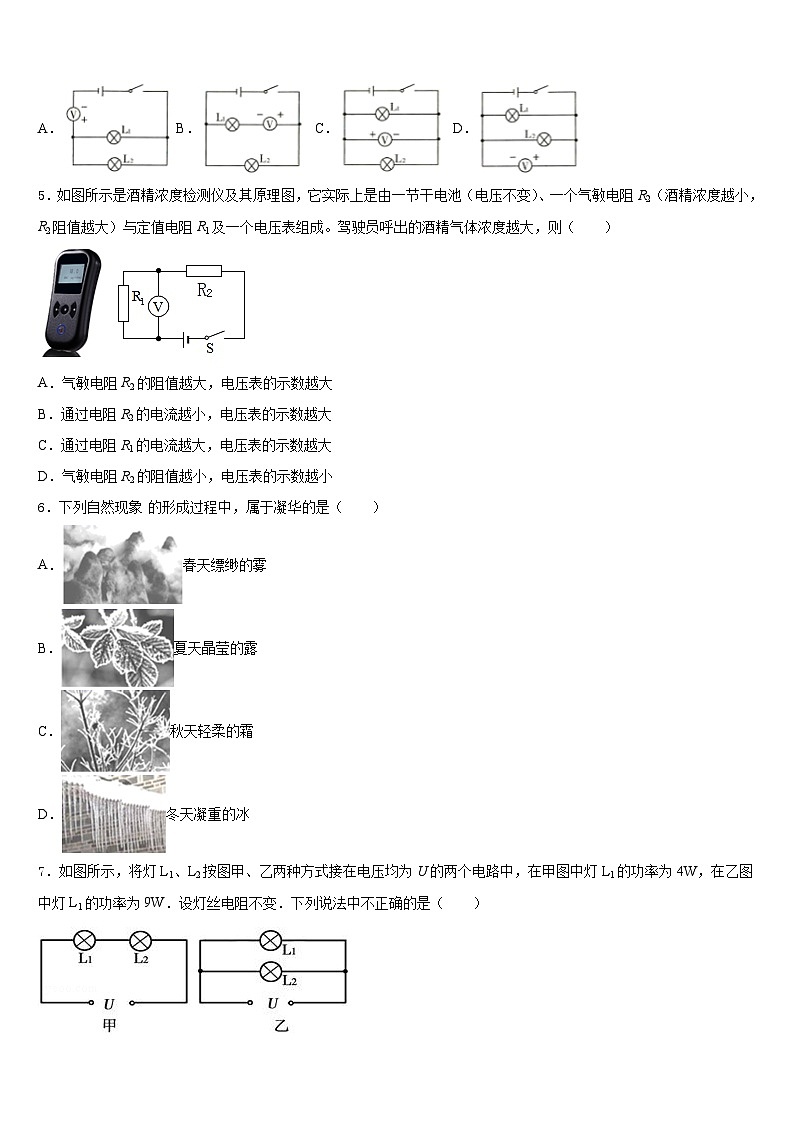 山东省青岛39中2023-2024学年物理九上期末学业水平测试模拟试题含答案02