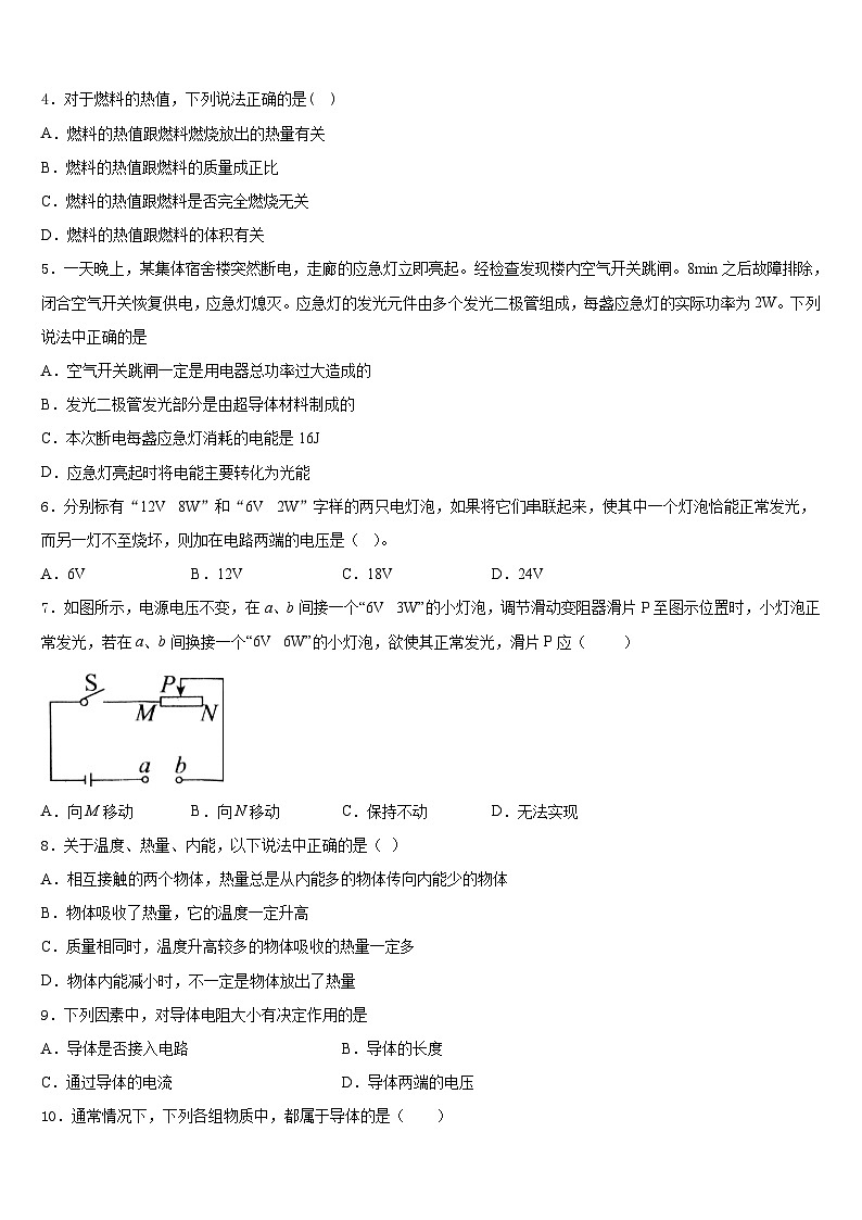 广东省广州市华南师范大第二附属中学2023-2024学年九年级物理第一学期期末达标检测模拟试题含答案02