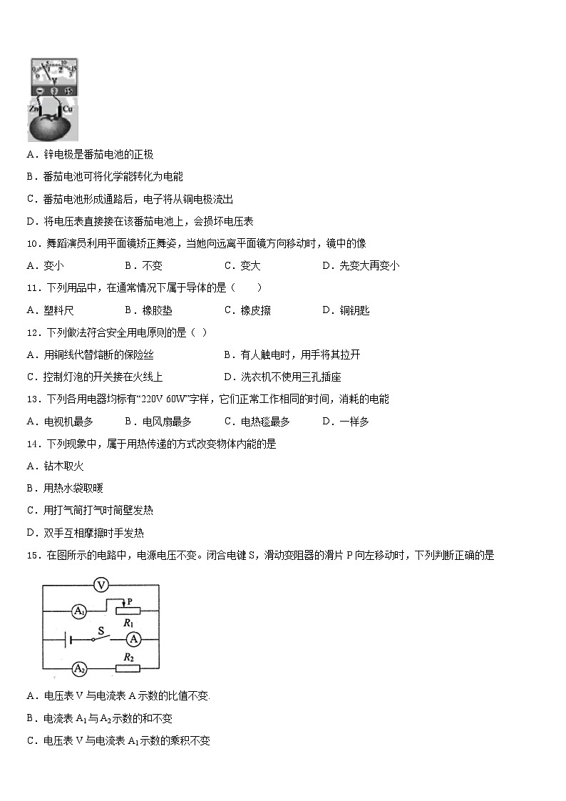 广东省深圳南山区五校联考2023-2024学年九上物理期末检测模拟试题含答案第3页
