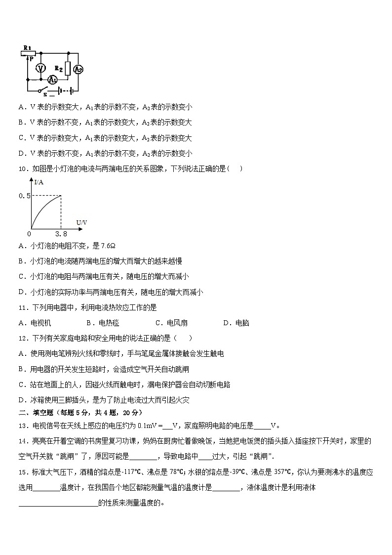 广东省深圳中学2023-2024学年物理九年级第一学期期末质量跟踪监视试题含答案第3页