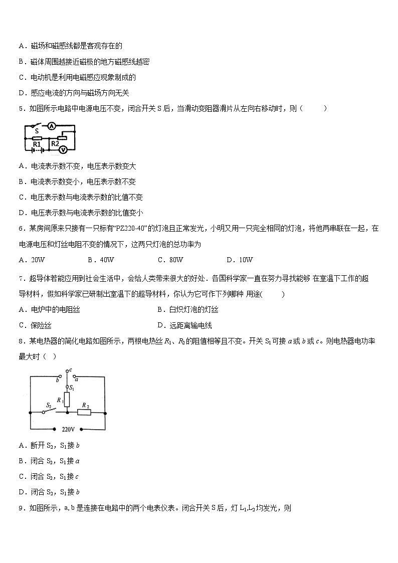 广东省深圳市龙岗区南湾学校2023-2024学年九年级物理第一学期期末考试模拟试题含答案02