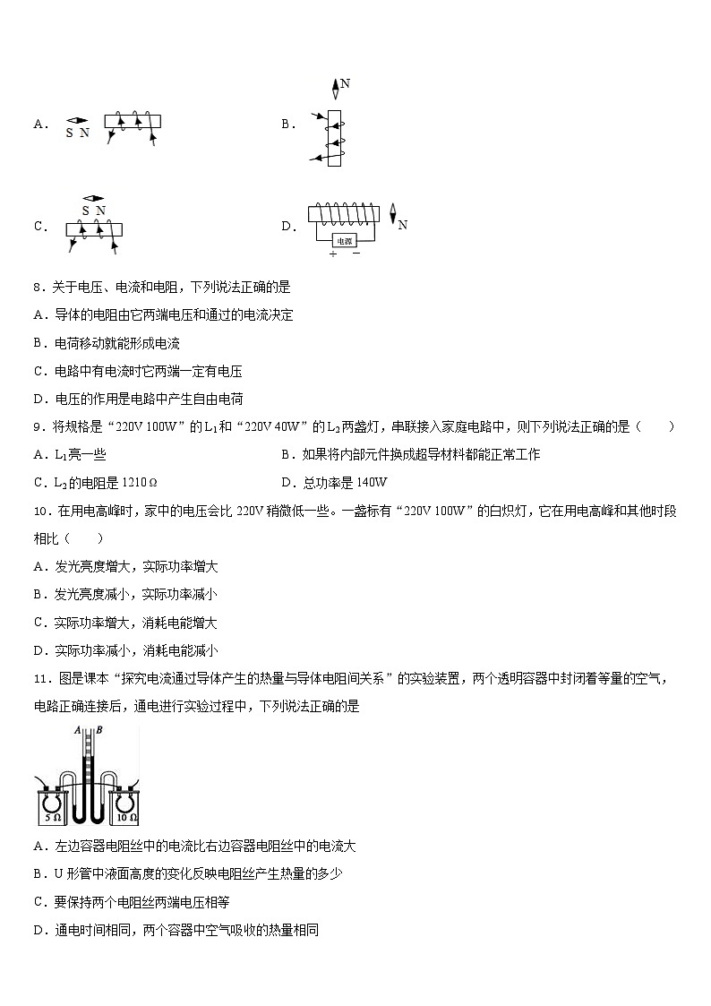 广东省深圳市龙岗区大鹏新区华侨中学2023-2024学年九年级物理第一学期期末考试试题含答案第3页
