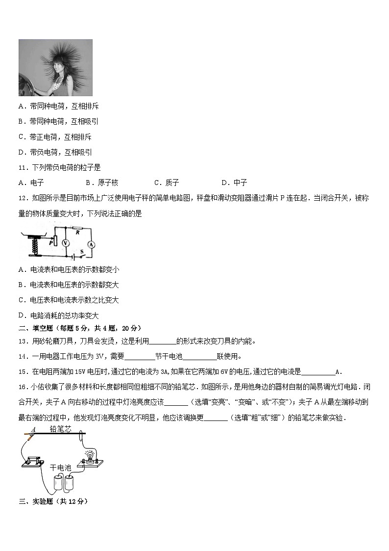 广东省珠海市斗门区2023-2024学年物理九上期末质量检测试题含答案第3页
