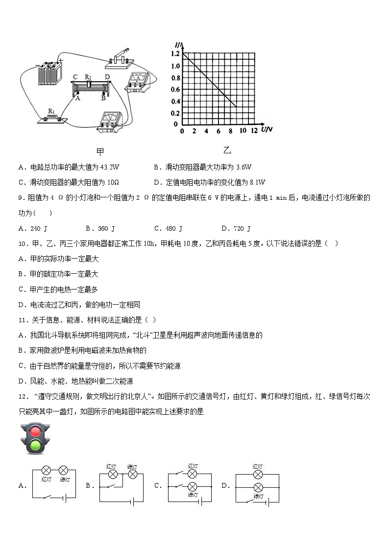广东省阳东广雅学校2023-2024学年物理九年级第一学期期末质量检测试题含答案03