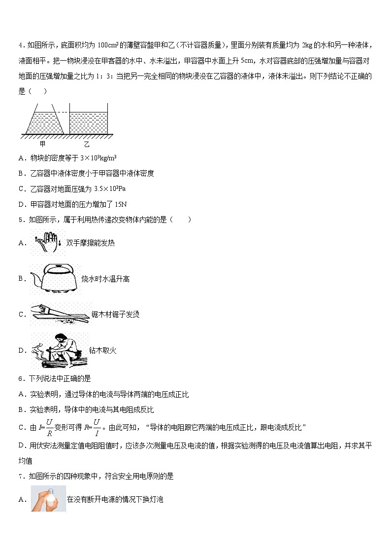 广东省阳江市阳东区星重学校2023-2024学年物理九上期末检测试题含答案02
