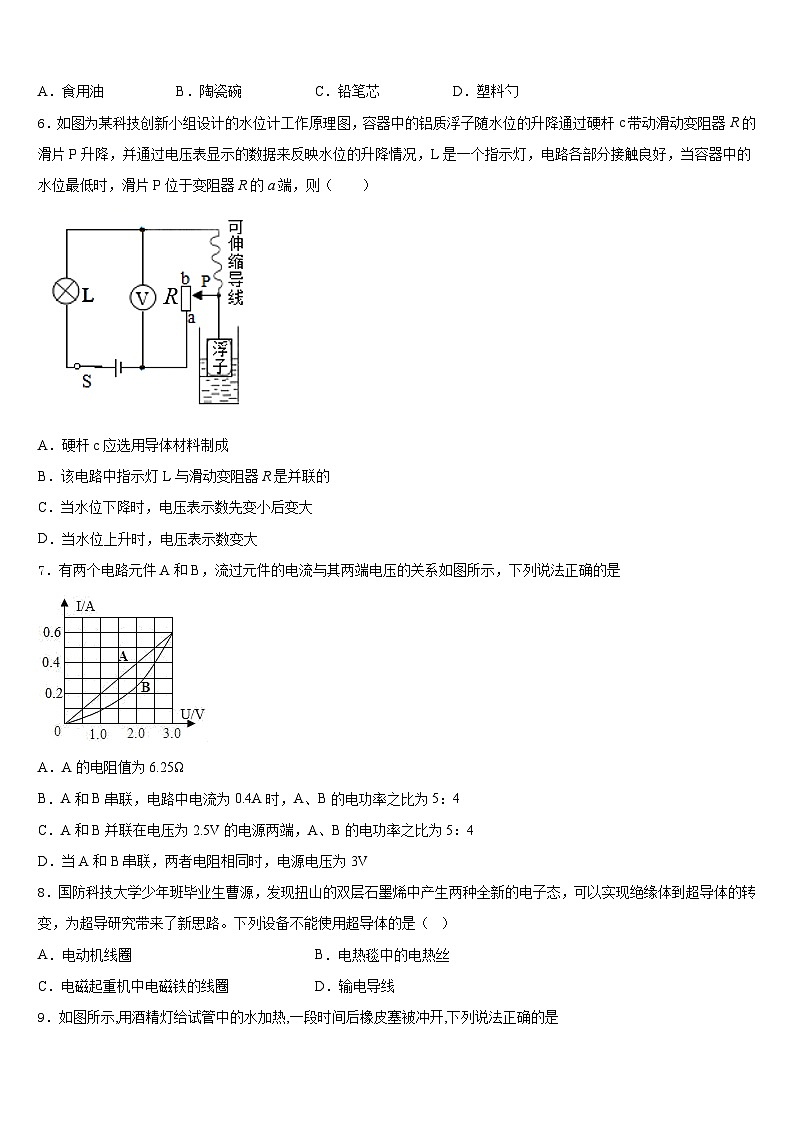 广西北部湾中学等学校2023-2024学年物理九年级第一学期期末经典试题含答案第2页