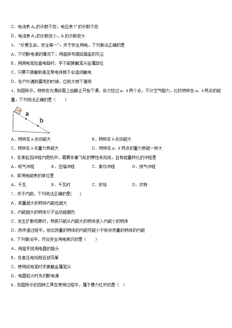 广西来宾市部分中学2023-2024学年九年级物理第一学期期末联考模拟试题含答案第2页