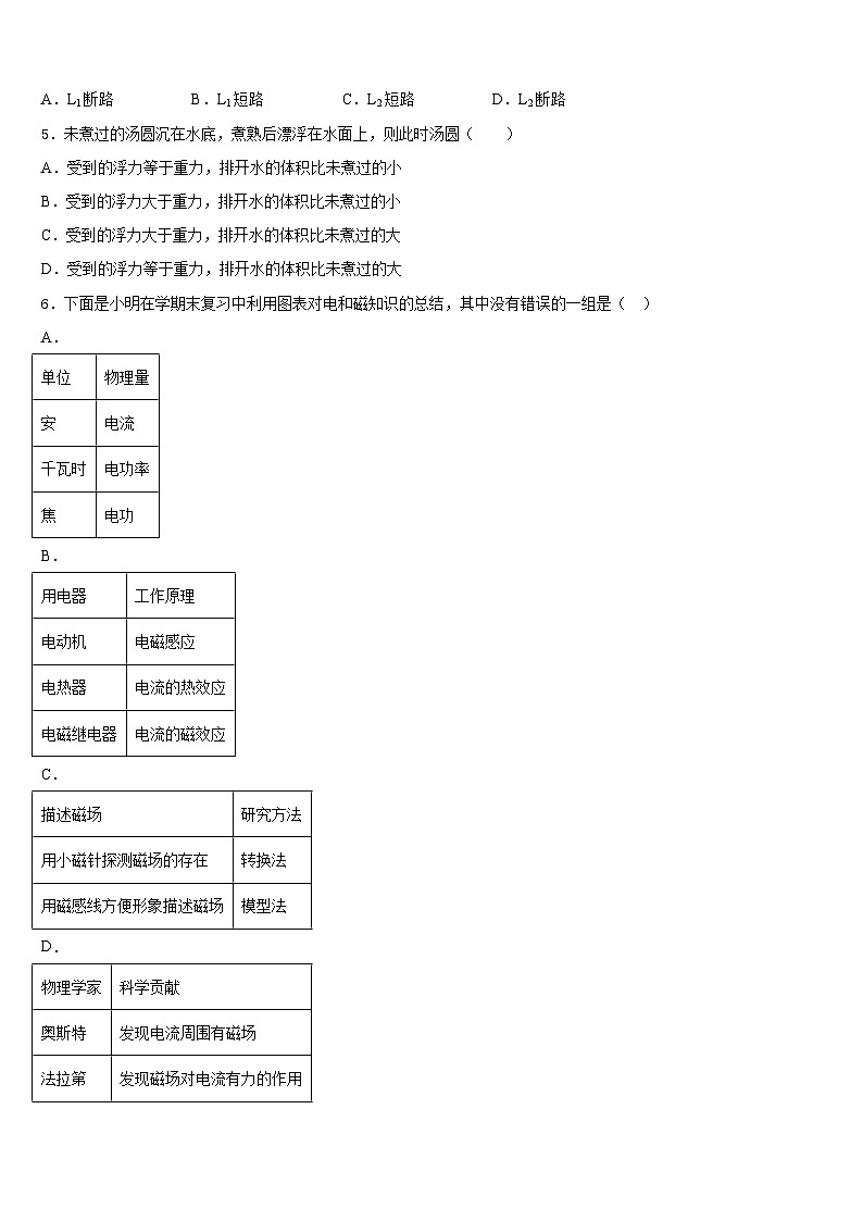 广东省汕头市苏湾中学2023-2024学年物理九上期末学业水平测试模拟试题含答案第2页