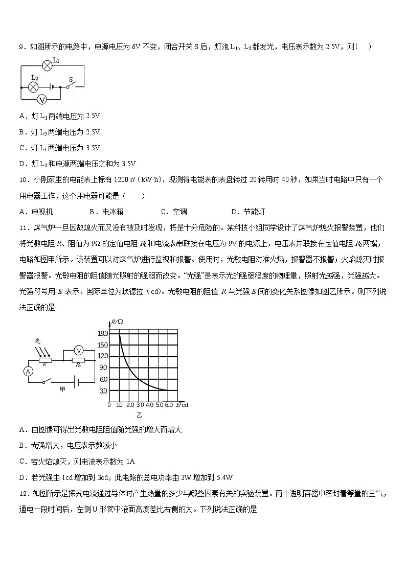 广东省深圳市宝山区2023-2024学年物理九年级第一学期期末学业水平测试模拟试题含答案第3页