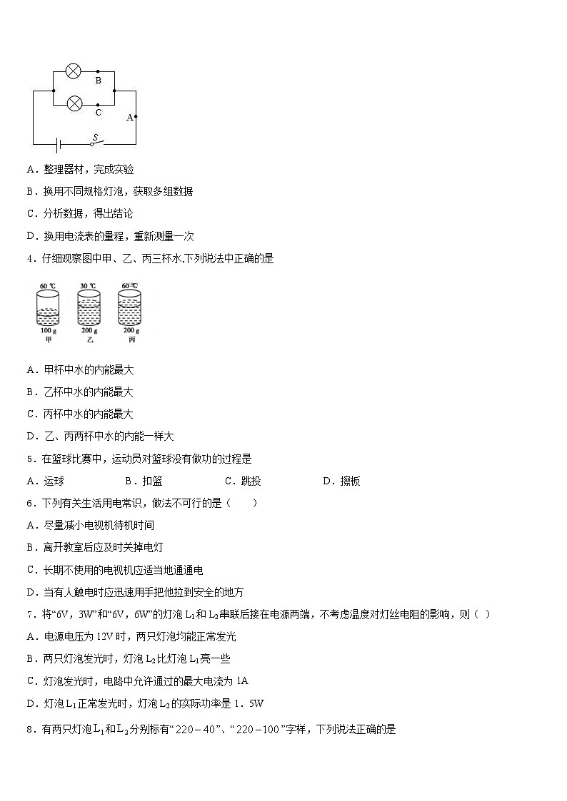 广西壮族自治区北海市合浦县2023-2024学年物理九年级第一学期期末调研试题含答案02