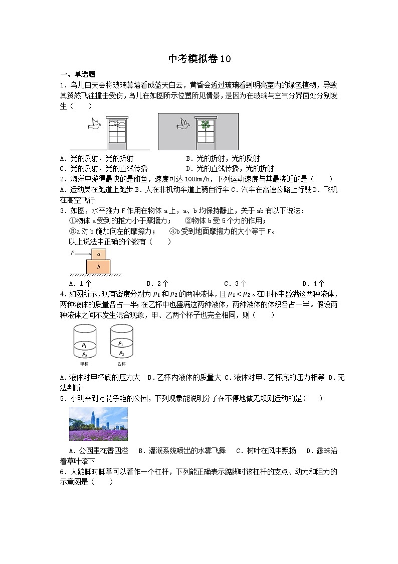 2023年江苏省泰州市中考物理模拟训练卷10（解析版）01