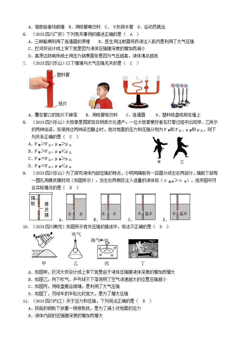 2024年物理中考专题复习9——压强（教师版）第2页