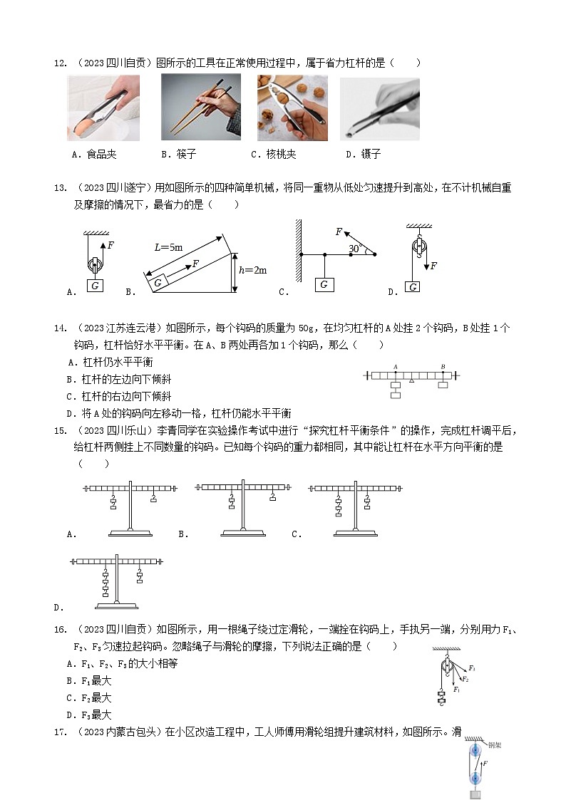 2024年物理中考专题复习12——简单机械（学生版）第3页
