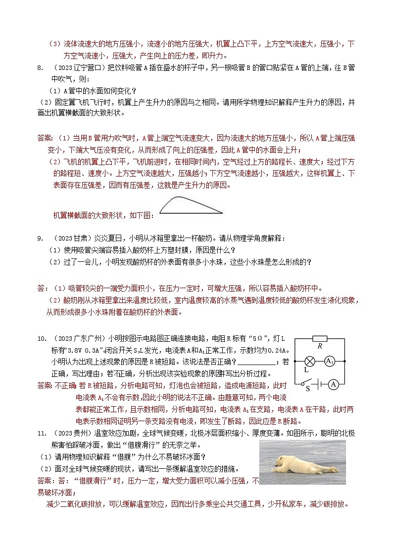 2024年物理中考专题复习25——简答题（教师版）第2页