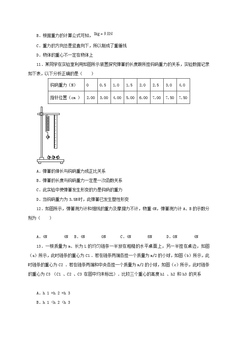 【讲义】人教版 初中物理 八年级下册 第7章  力（章末检测）03