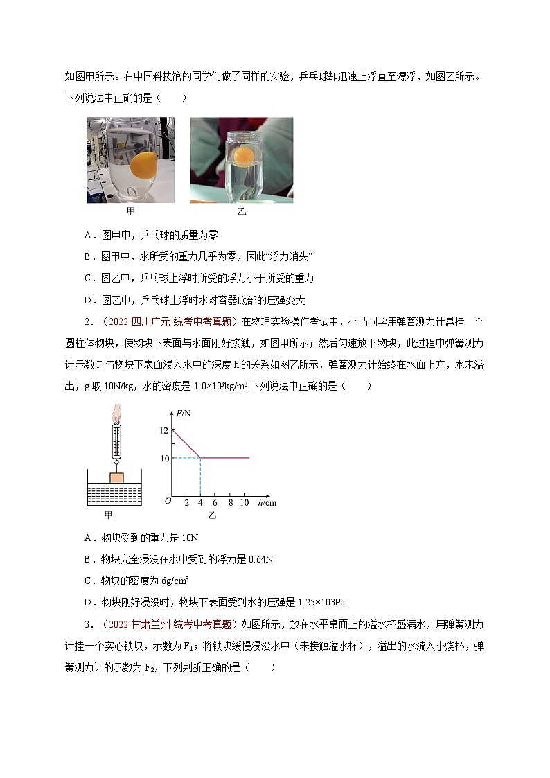 专题15   浮力综合问题  备战中考物理重难点题型专题突破（原卷版）第2页