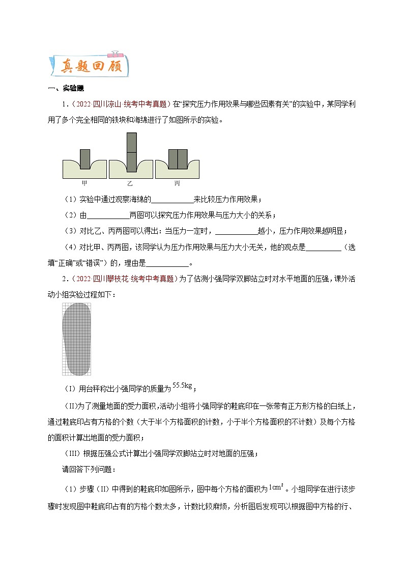 专题30   实验题——力（三）  备战中考物理重难点题型专题突破02