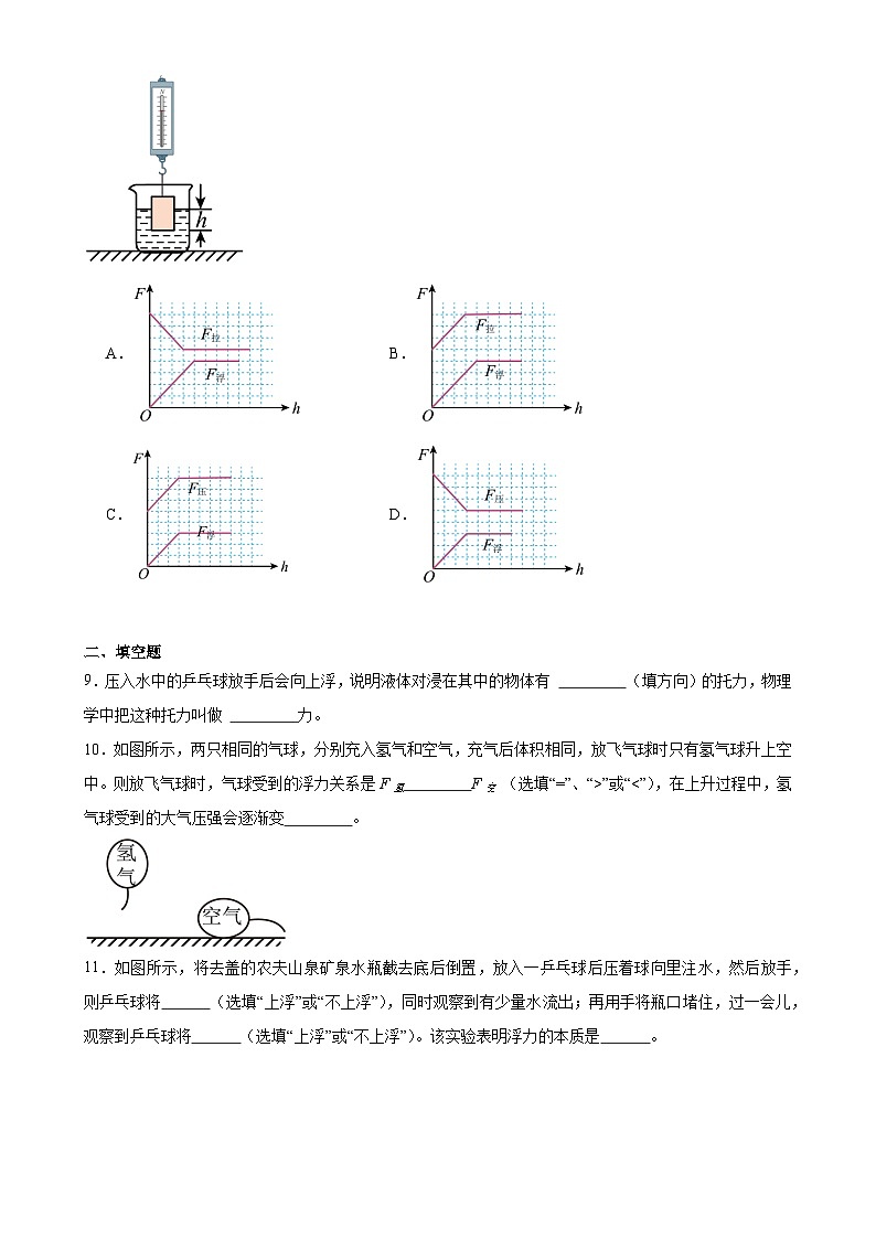 2023_2024学年人教版物理八年级下册10.1浮力同步练习（含答案）第3页