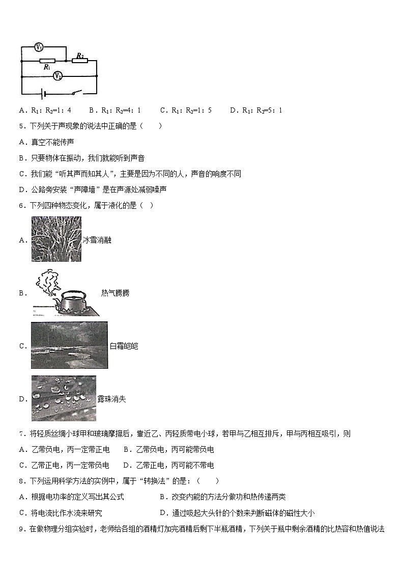 江苏南京市东山外国语学校2023-2024学年物理九上期末联考模拟试题含答案第2页