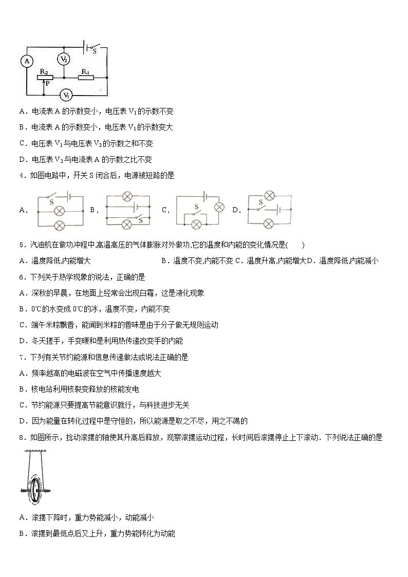江苏南通启东市南苑中学2023-2024学年物理九年级第一学期期末质量跟踪监视模拟试题含答案第2页