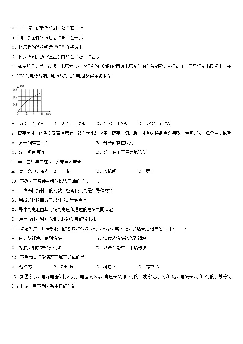 江苏省南通市崇川区八一中学2023-2024学年物理九上期末检测模拟试题含答案第2页