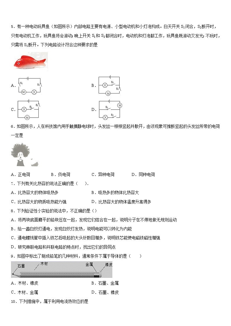 江苏省宝应县2023-2024学年物理九年级第一学期期末调研试题含答案第2页