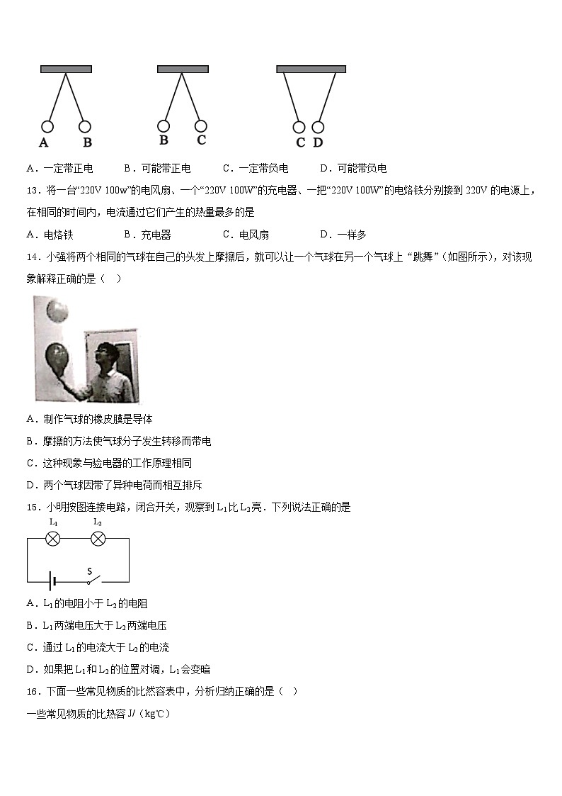 江苏省宿迁市沭阳县2023-2024学年九年级物理第一学期期末经典试题含答案03