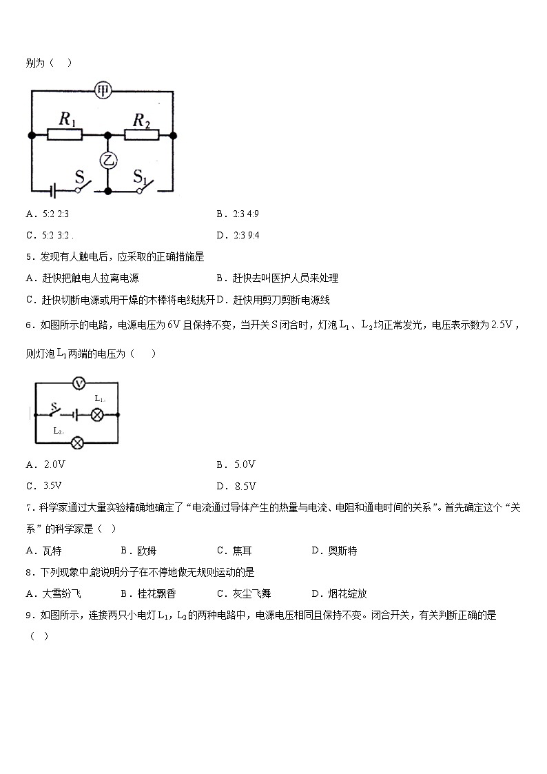 江苏省徐州市新沂市2023-2024学年物理九上期末学业质量监测试题含答案02