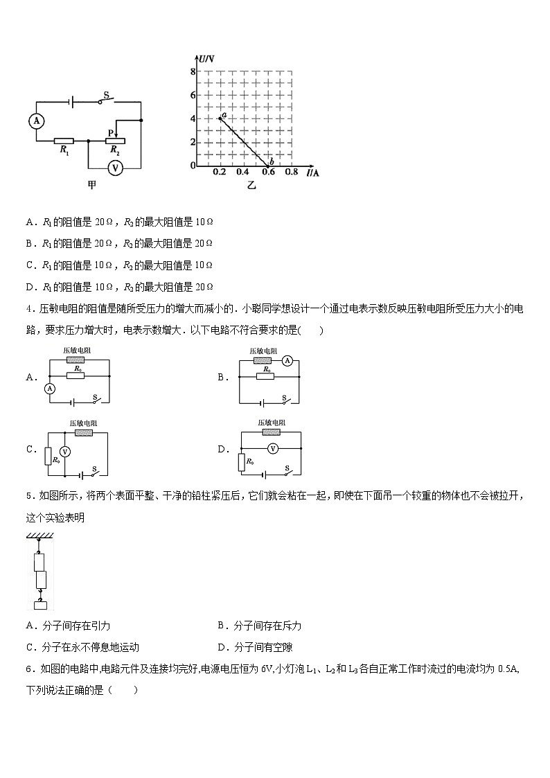江苏省扬中学市2023-2024学年物理九年级第一学期期末综合测试试题含答案第2页