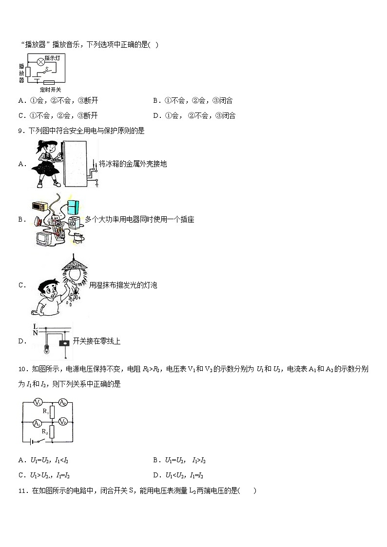 江苏省扬州教育院附属中学2023-2024学年物理九上期末复习检测试题含答案第3页