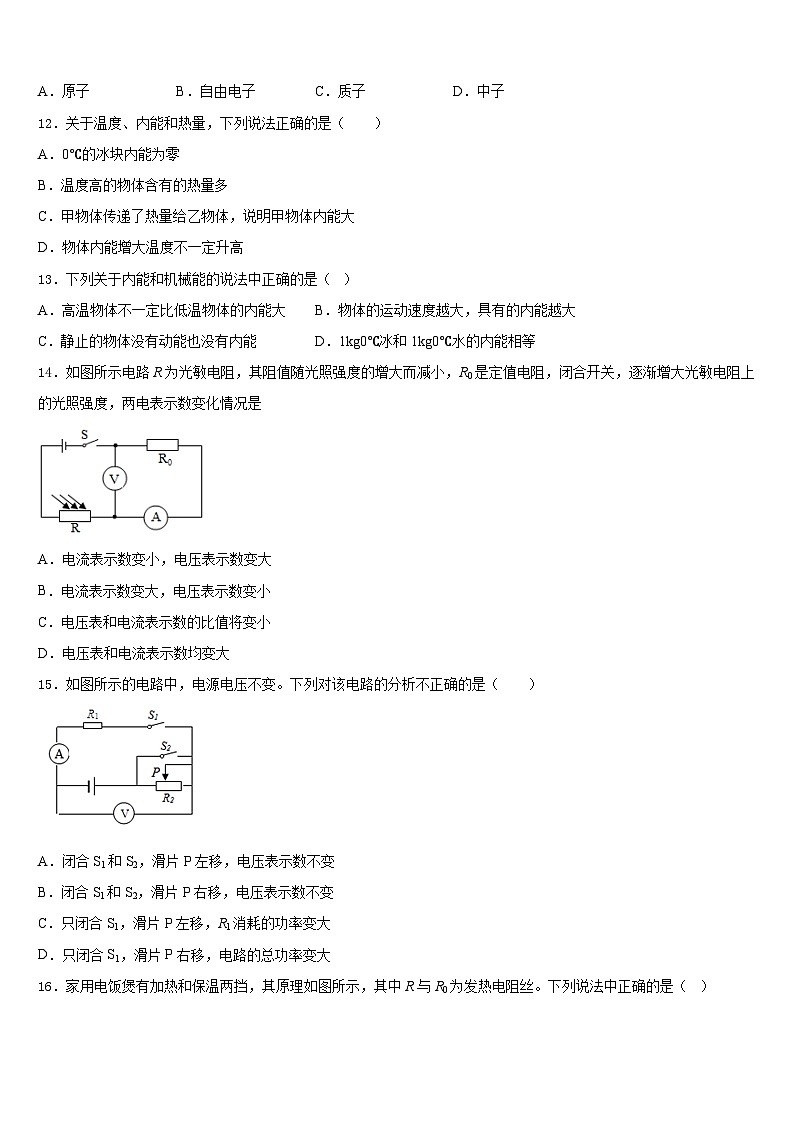 江苏省无锡市江阴市敔山湾实验学校2023-2024学年九上物理期末质量检测模拟试题含答案第3页