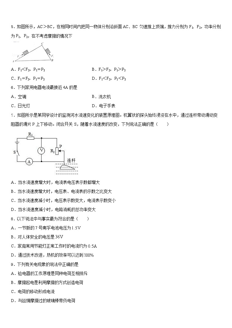 江苏省淮安市凌桥乡初级中学2023-2024学年九上物理期末达标检测模拟试题含答案02