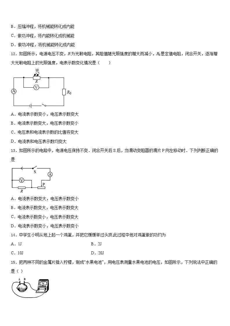 江苏省盐城市大丰区2023-2024学年九年级物理第一学期期末达标检测模拟试题含答案第3页