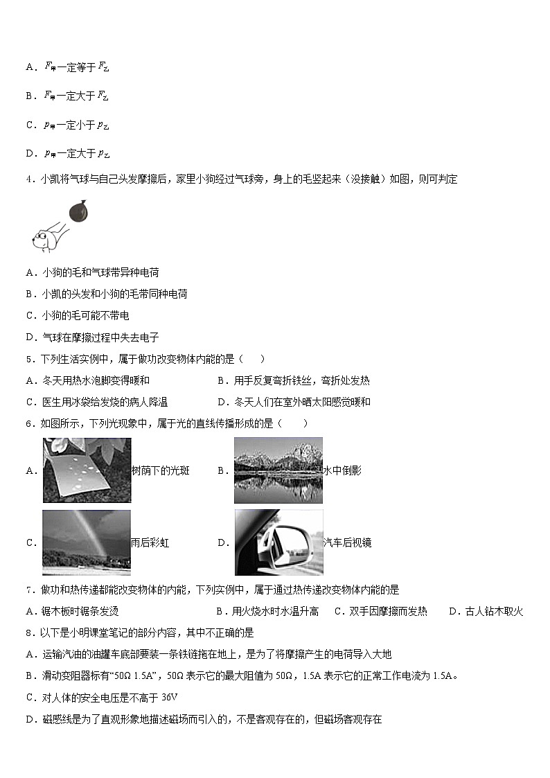 江苏省泰州市泰兴市黄桥教育联盟2023-2024学年九年级物理第一学期期末检测模拟试题含答案02