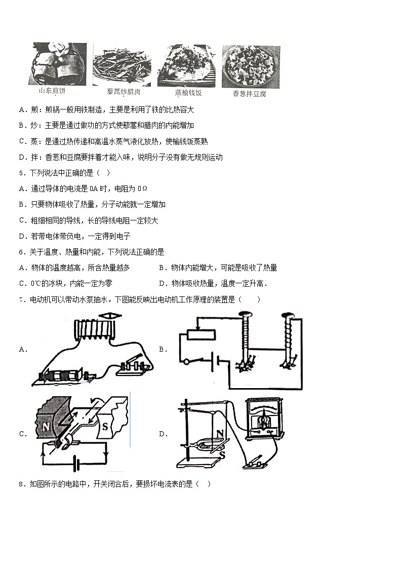 江苏省盐城市阜宁县2023-2024学年九年级物理第一学期期末调研模拟试题含答案02