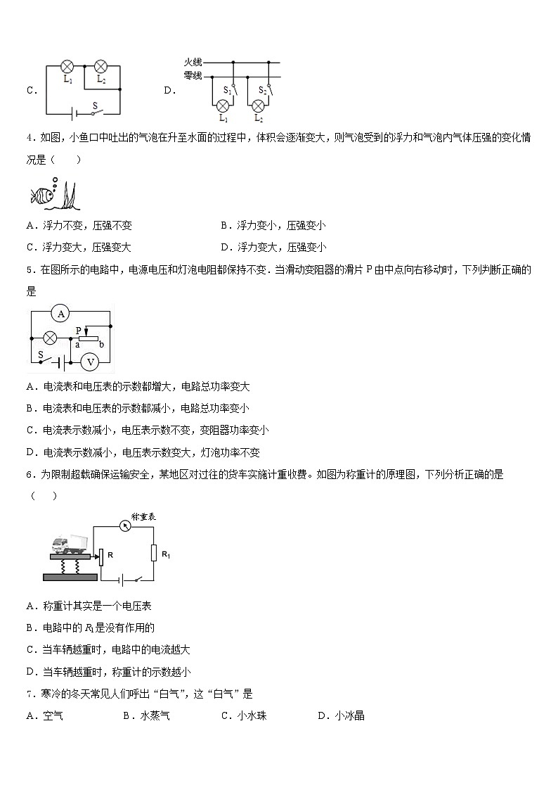 江苏省盐城景山中学2023-2024学年九年级物理第一学期期末学业水平测试模拟试题含答案第2页