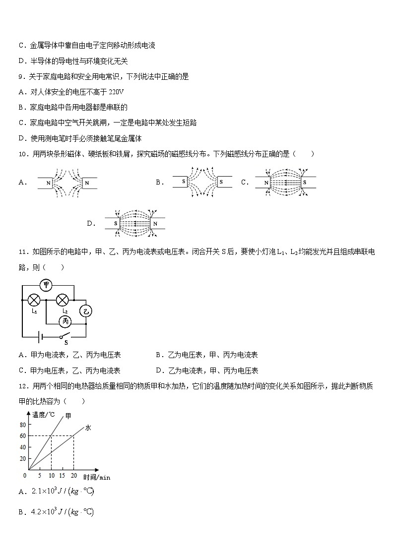 江苏省盐城市大丰区共同体2023-2024学年九年级物理第一学期期末学业水平测试试题含答案03