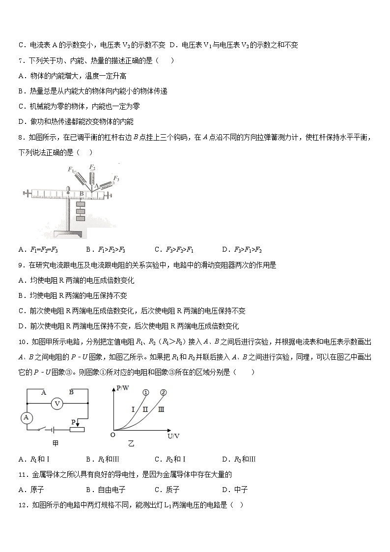 江苏省苏州市工业园区斜塘学校2023-2024学年九上物理期末监测模拟试题含答案第3页