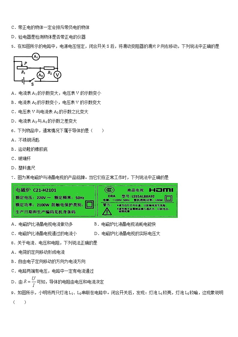 江西省新余市名校2023-2024学年物理九上期末达标测试试题含答案第2页