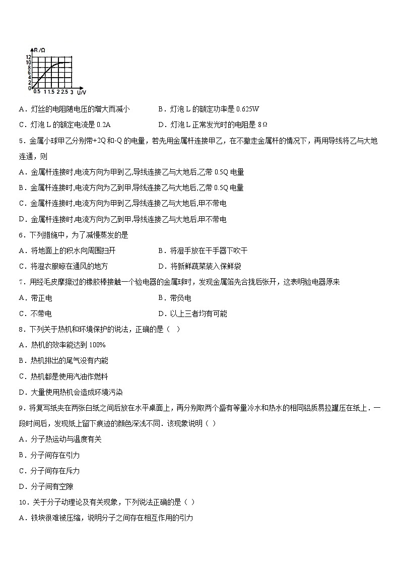 河北省宁晋县2023-2024学年物理九年级第一学期期末教学质量检测试题含答案02