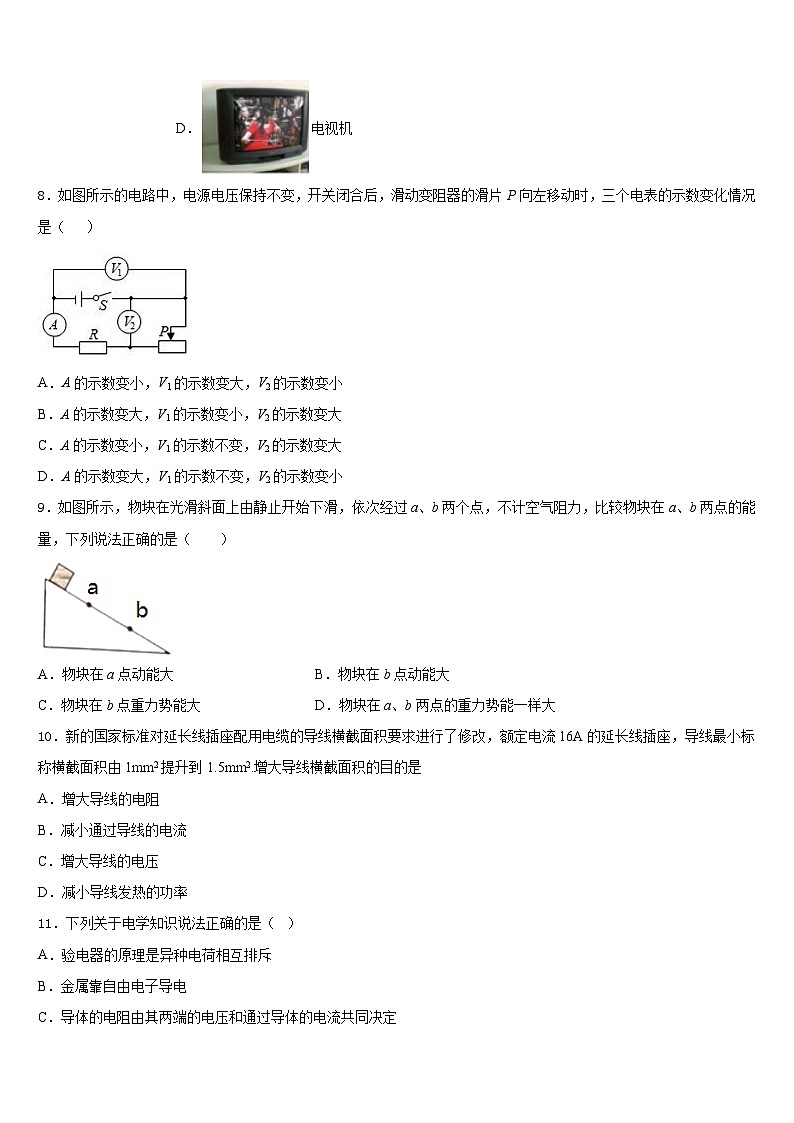 江西省九江市柴桑区三中学2023-2024学年九上物理期末学业水平测试模拟试题含答案第3页