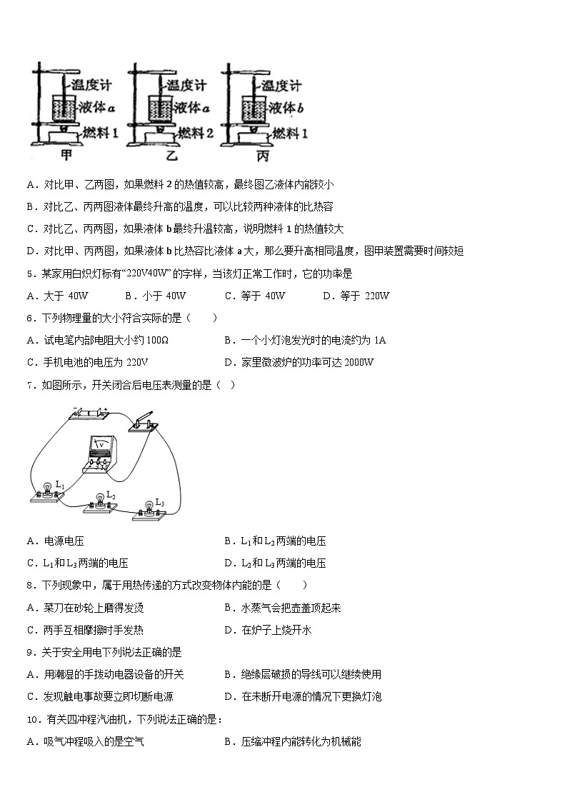 河北省邯郸市锦玉中学2023-2024学年九上物理期末考试模拟试题含答案第2页